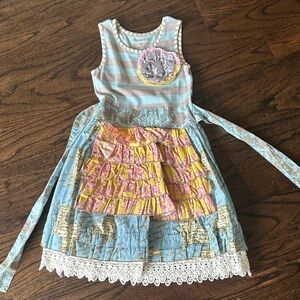 Mustard Pie Blue and Yellow Striped Dress